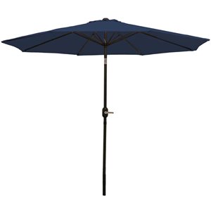 Sunnydaze Decor 9-ft Navy Blue Patio Umbrella with Push-Button Tilt