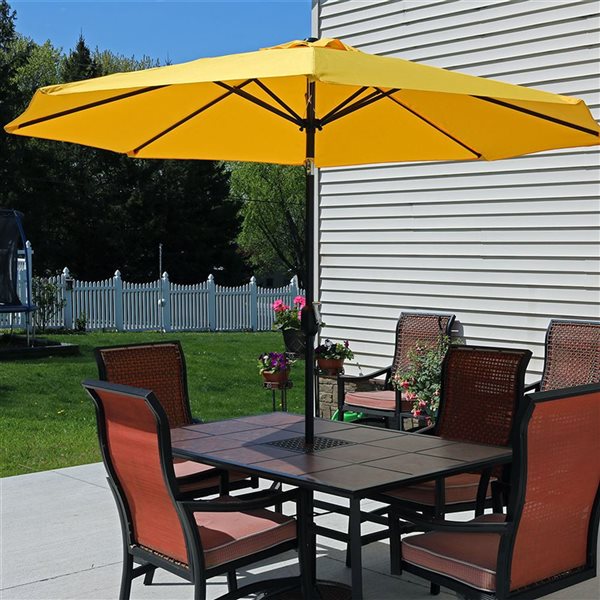 Sunnydaze Decor 9-ft Gold Market Patio Umbrella with Push-Button Tilt