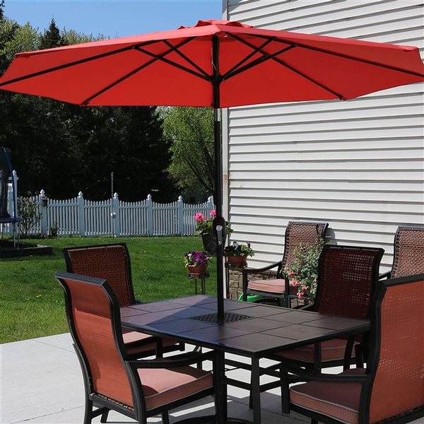 Sunnydaze Decor 9-ft Orange Market Patio Umbrella with Push-Button Tilt