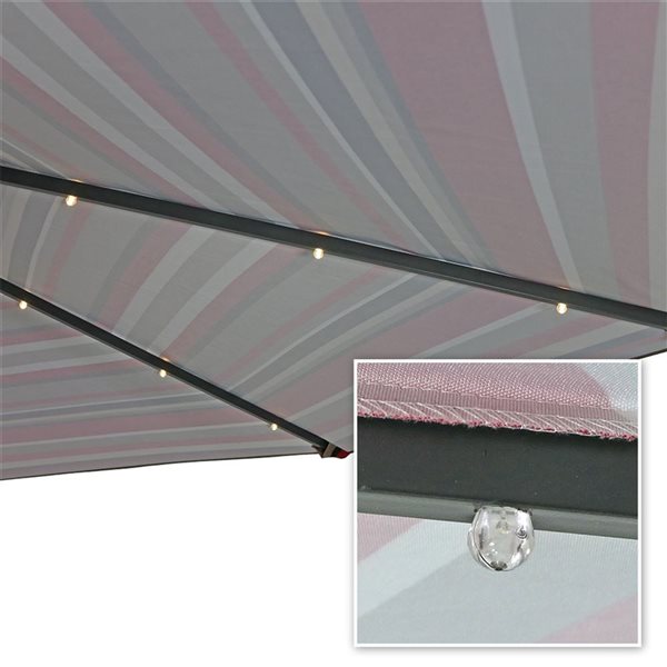 Sunnydaze Decor 9-ft Striped Red Market Patio Umbrella with Push-Button Tilt