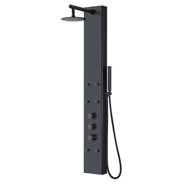 A&E Bath And Shower Modern Black Stainless Steel 3-spray Shower Panel System