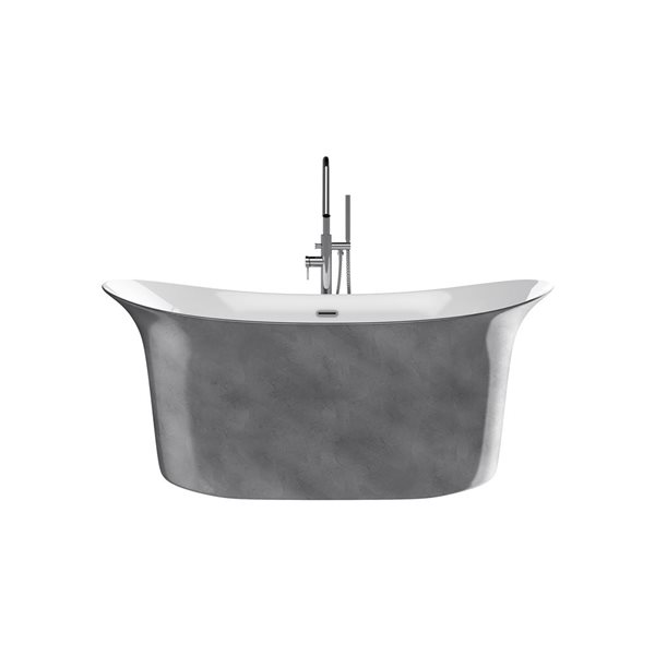 A&E Bath And Shower Modern 28-in x 64-in Silver Freestanding Bathtub  Faucet Included