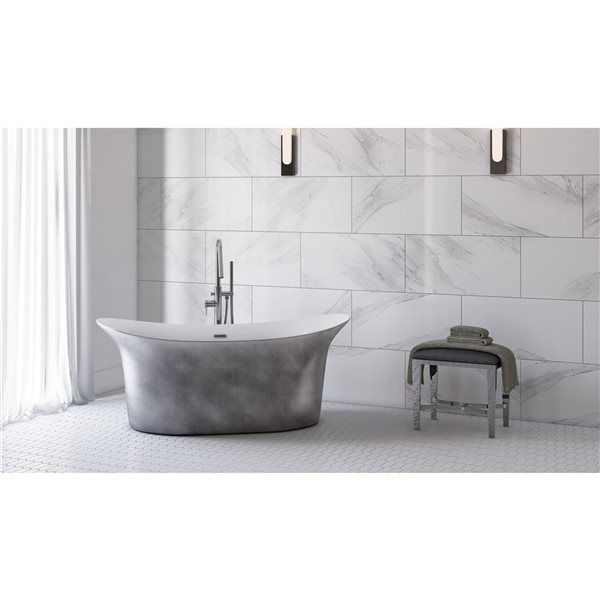 A&E Bath And Shower Modern 28-in x 64-in Silver Freestanding Bathtub  Faucet Included