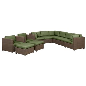 Ensemble de conversation 10 pièces Chambers Bay par Think Patio à armature métallique avec coussins verts