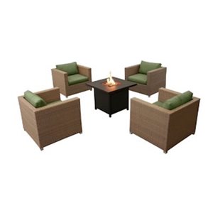 Ensemble de conversation 5 pièces Chambers Bay par Think Patio à armature métallique avec coussins verts