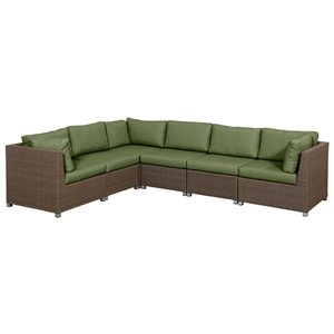 Think Patio Chambers Bay 6-Piece Metal Frame Patio Conversation Set with Navy Blue Cushions