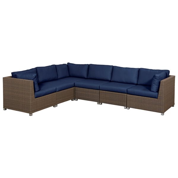 Think Patio Chambers Bay 6-Piece Metal Frame Patio Conversation Set with Green Cushions
