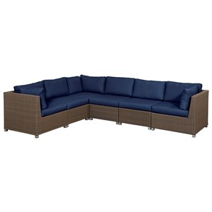 Think Patio Chambers Bay 6-Piece Metal Frame Patio Conversation Set with Green Cushions