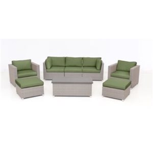 Think Patio Chambers Bay 8-Piece Beige Frame Patio Conversation Set with Green Cushions