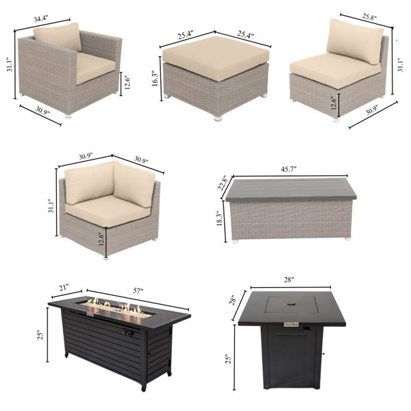 Think Patio Chambers Bay 8-Piece Metal Frame Patio Conversation Set with Navy Blue Cushions