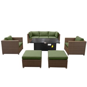 Think Patio Chambers Bay 8-Piece Metal Frame Patio Conversation Set with Green Cushions