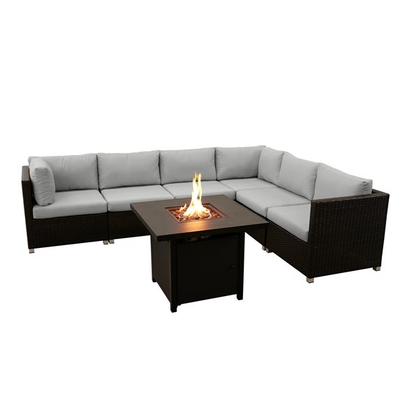 Patio Set Rona THINK PATIO Innesbrook Outdoor Wicker Patio Conversation Set in Grey ...