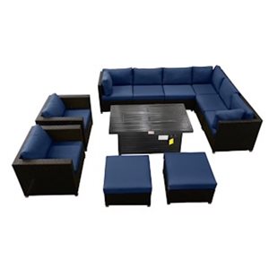 Ensemble Innesbrook de conversation extérieur en marine avec table foyer, 11 pièces