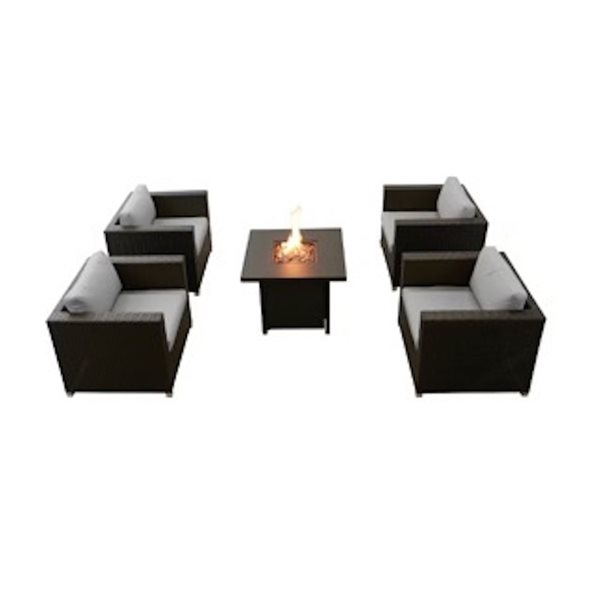 THINK PATIO Innesbrook Outdoor Wicker Patio Conversation Set in Grey
