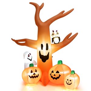 Costway 8-ft x 4.3-ft Dead Tree with Pumpkins Halloween Inflatable with Internal Light