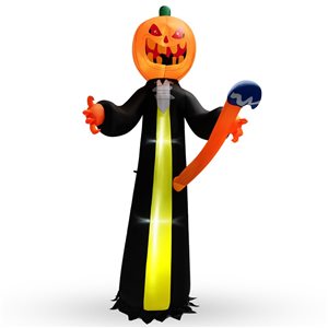 Costway 10-ft x 4.5-ft Pumpkin Ghost Halloween Inflatable with Built-In LEDs