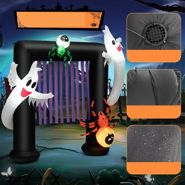 Costway 7.3-ft x 2.3-ft Archway Halloween Inflatable with Internal Light