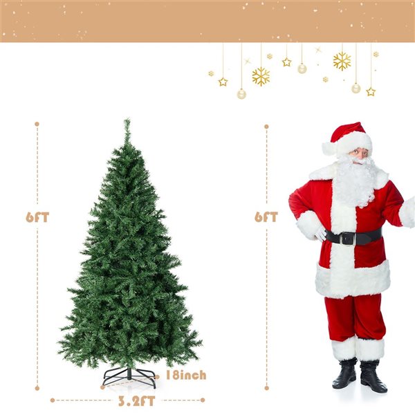 Costway 6-ft Pre-Lit Artificial Christmas Tree with 260 Multi-Colour LED Lights