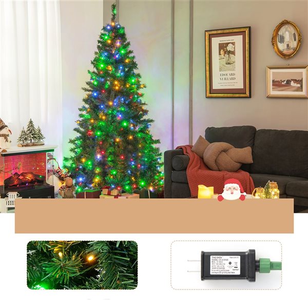 Costway 6-ft Pre-Lit Artificial Christmas Tree with 260 Multi-Colour LED Lights