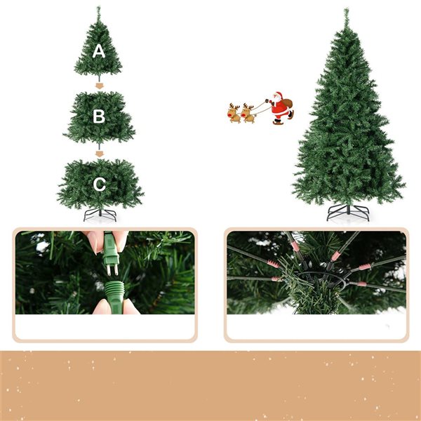 Costway 6-ft Pre-Lit Artificial Christmas Tree with 260 Multi-Colour LED Lights