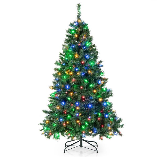 Costway 6-ft Pre-Lit Artificial Christmas Tree with 260 Multi-Colour LED Lights