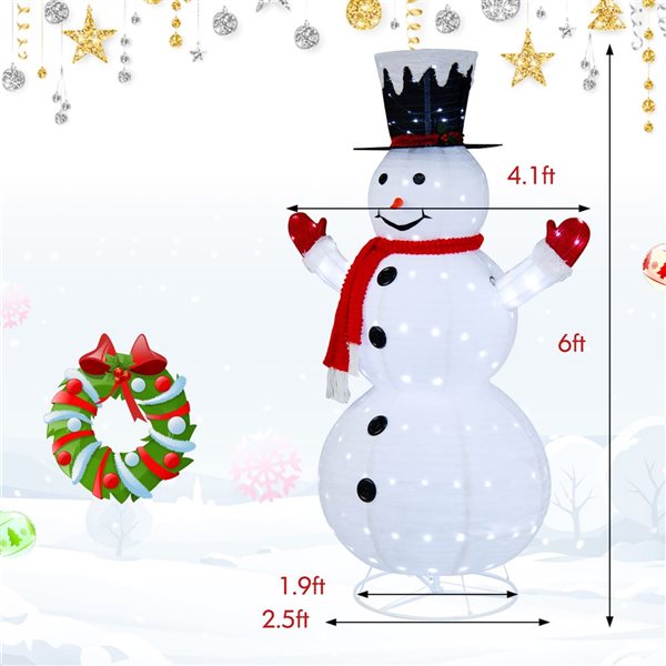 Costway 6-ft Pre-Lit Artificial Christmas Snowman