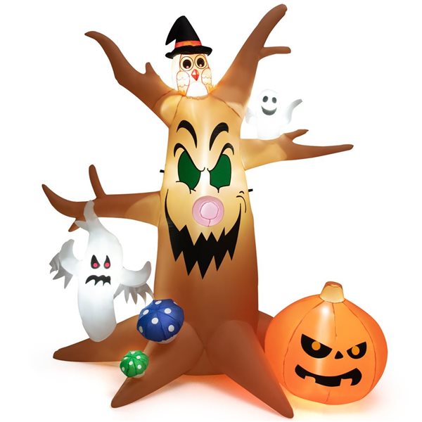 Costway 8-ft x 4.3-ft Dead Tree Halloween Inflatable with Internal ...
