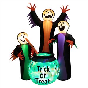 Costway 8-ft x 4.6-ft Witches Holding Cauldron Halloween Inflatable with Colourful Lights
