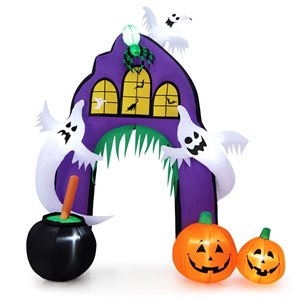 Costway 9-ft x 3.8-ft Castle Archway Halloween Inflatable with Internal Light