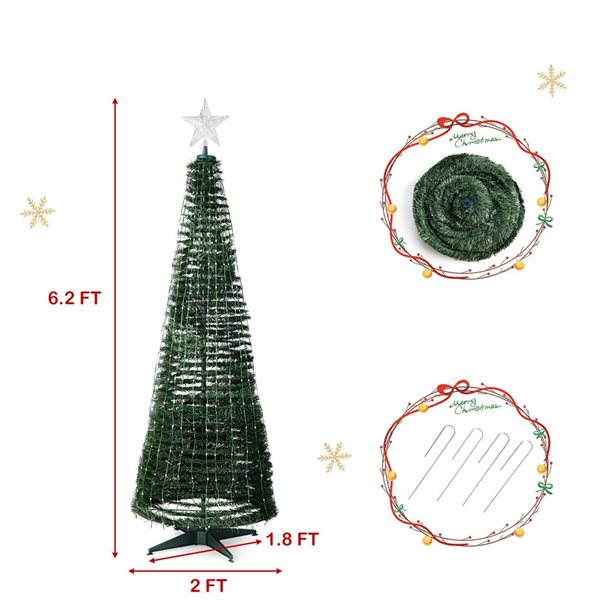 Costway 6.2-ft Pop-Up Pre-Lit Christmas Tree with 282 RGB LED Lights
