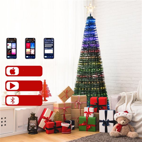 Costway 6.2-ft Pop-Up Pre-Lit Christmas Tree with 282 RGB LED Lights