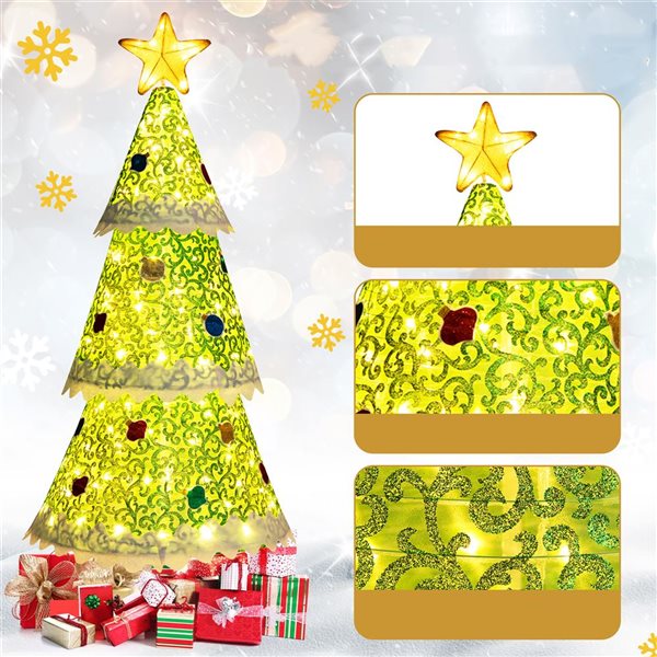 Costway 4.6-ft Pop-Up Christmas Tree with 110 Warm White Lights