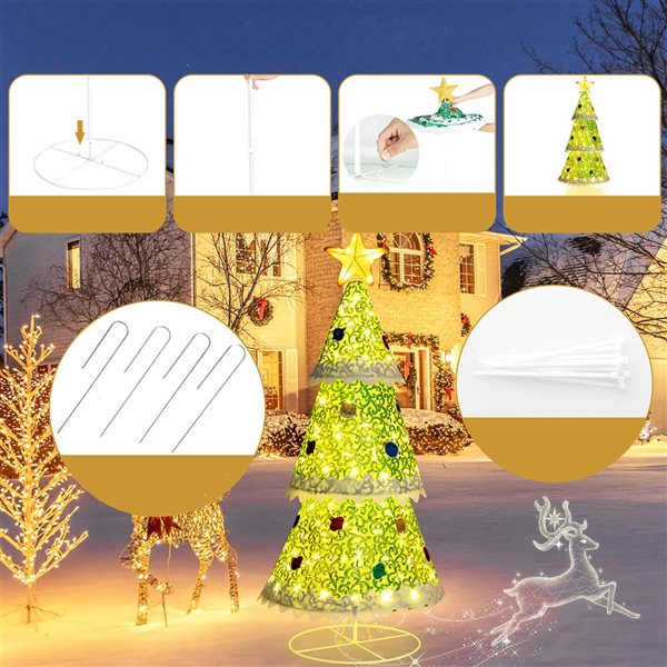 Costway 4.6-ft Pop-Up Christmas Tree with 110 Warm White Lights