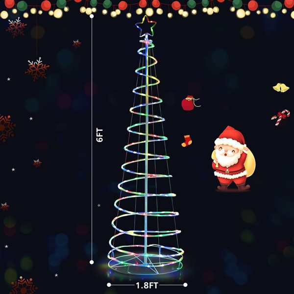 6ft LED Spiral Christmas Tree Light 100 LEDs Battery Powered