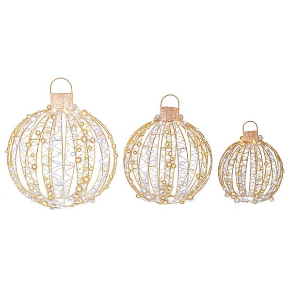 Costway 3-Pack Outdoor Hanging Light Spheres with 360 Lights CM24148US ...