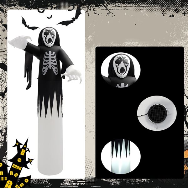 Costway 12-ft x 4.5-ft Skeleton Halloween Inflatable with LED Lights