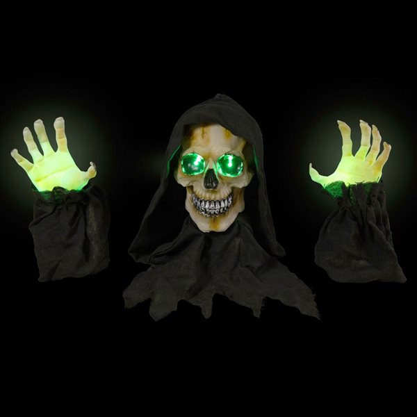 Northlight Lighted Grim Reaper Statue with Sound and Twinkling Green LED Lights