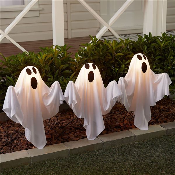 Northlight Set of 6 Lighted White Ghost Halloween Outdoor Pathway Markers