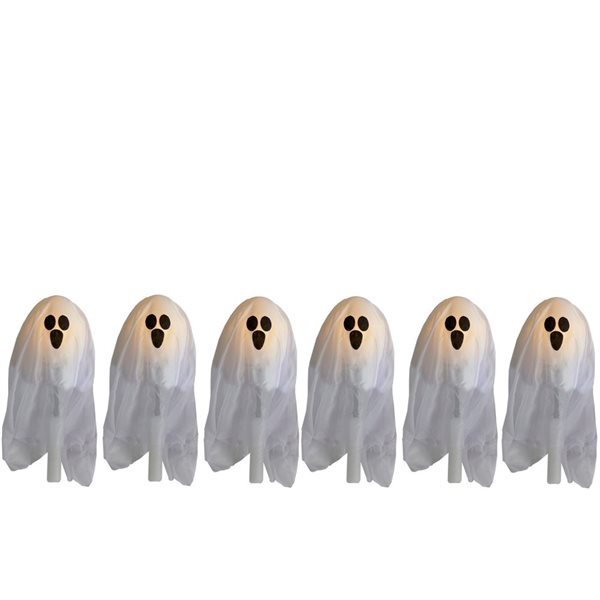 Northlight Set of 6 Lighted White Ghost Halloween Outdoor Pathway Markers