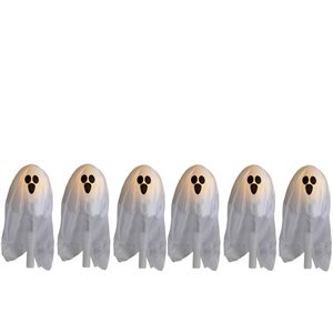 Northlight Set of 6 Lighted White Ghost Halloween Outdoor Pathway Markers