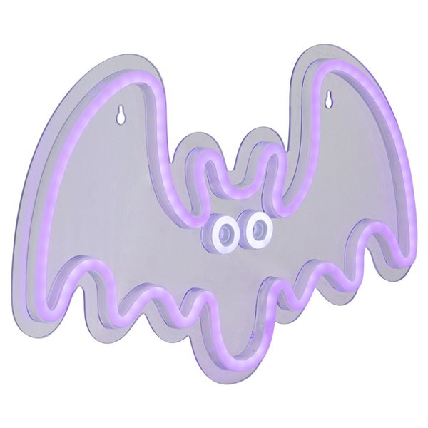 Northlight Purple LED Lighted Neon Style Bat Halloween Window Decoration