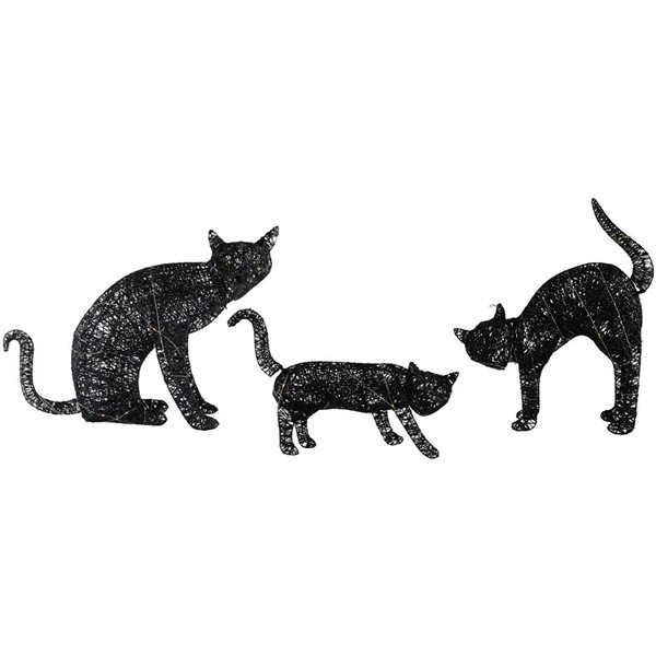 Northlight Set Of 3 Lighted Black Cat With Constant Clear Led Lights 