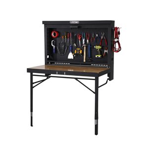 LIFETIME Heavy Duty Wall Mounted  Work Table 4-ft Wood Varnish