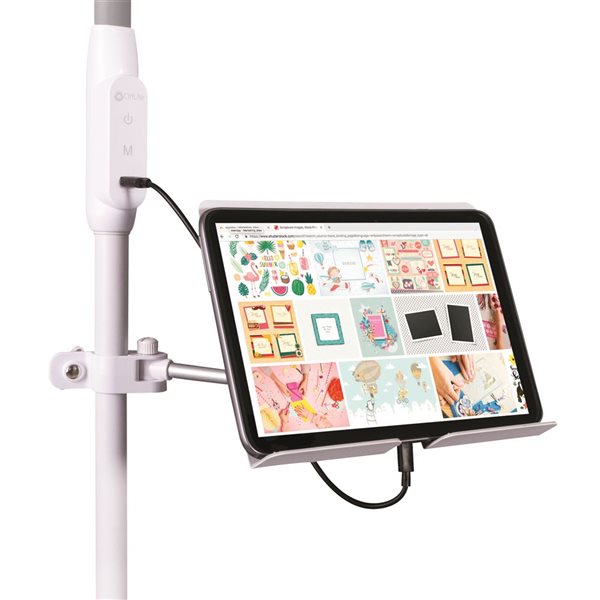 OttLite LED Floor Lamp with USB and Electronic Tablet Stand White 64-in