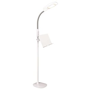 OttLite LED Floor Lamp with USB and Electronic Tablet Stand White 64-in