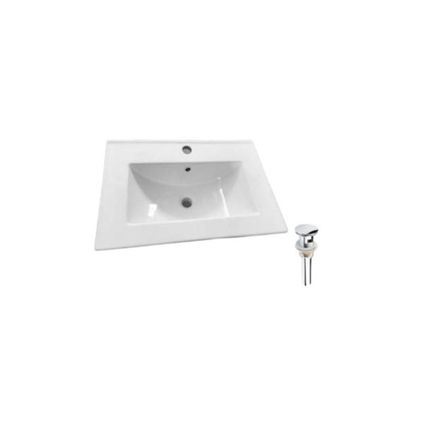 Comptoir-lavabo monobloc en céramique blanche Drop Bath and Kitchen 24,2 po