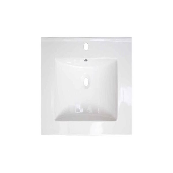 Comptoir-lavabo rectangulaire monobloc en céramique blanche Drop Bath and Kitchen 23,6 po