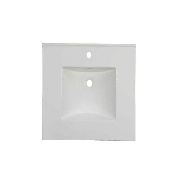 Comptoir-lavabo rectangulaire monobloc en céramique blanche Drop Bath and Kitchen 20,2 po