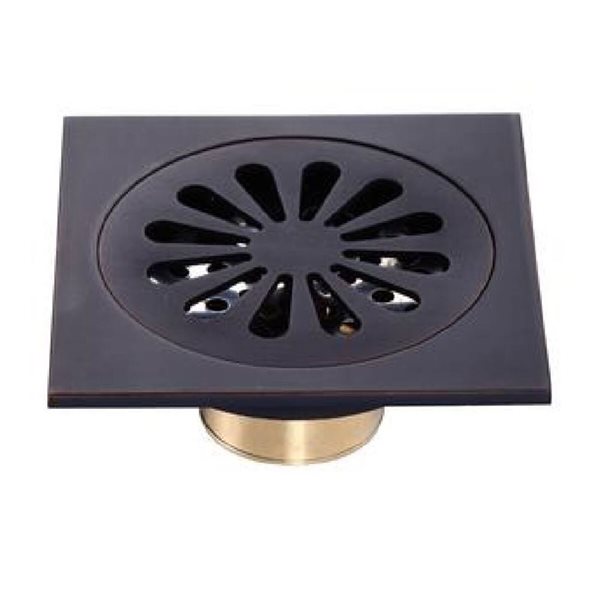 Drain de douche en métal noir de la gamme Fleur de DROP Bath and Kitchen 3,9 po