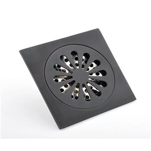 Drain de douche en métal noir de la gamme Fleur de DROP Bath and Kitchen 3,9 po